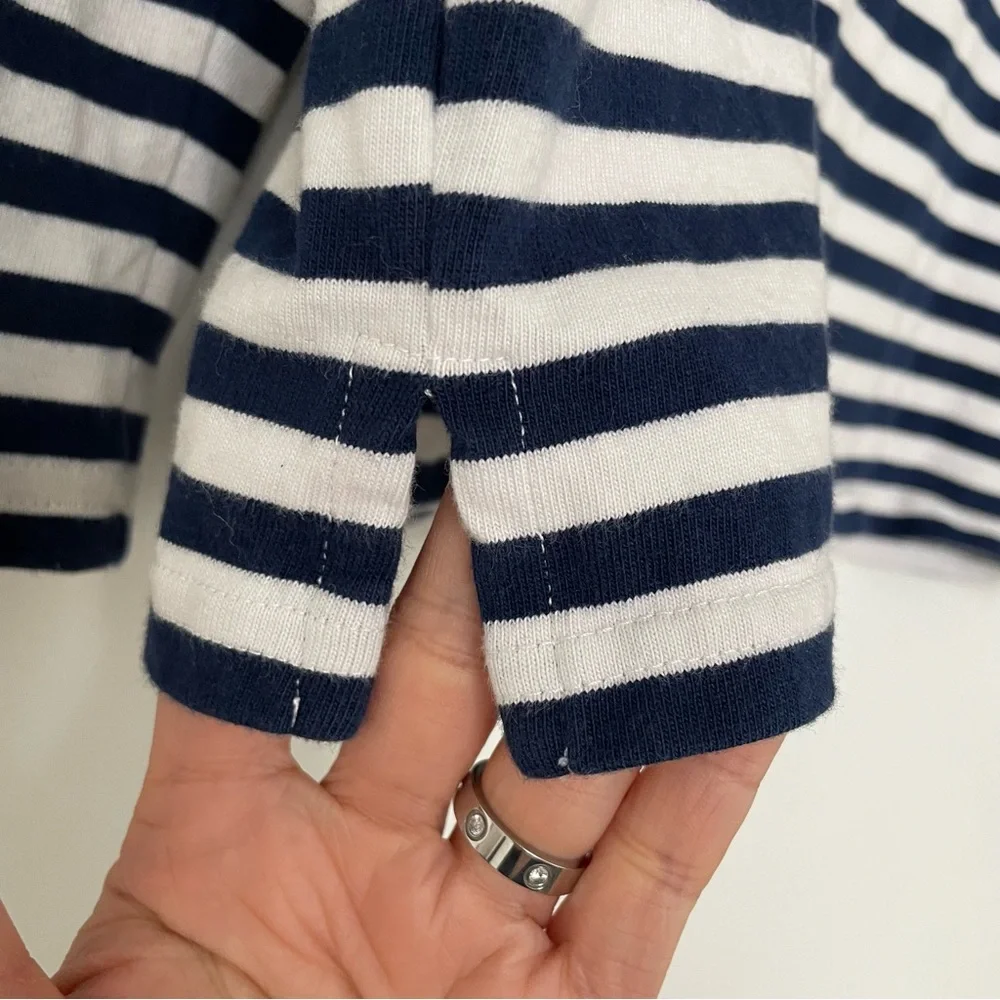 J. Crew Navy White Striped Funnel Neck Sweatshirt Size XS